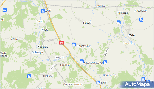 mapa Topczykały, Topczykały na mapie Targeo
