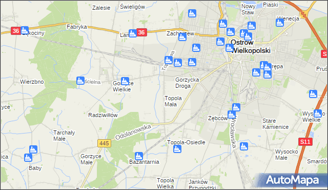 mapa Topola Mała, Topola Mała na mapie Targeo