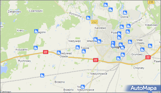 mapa Topole, Topole na mapie Targeo
