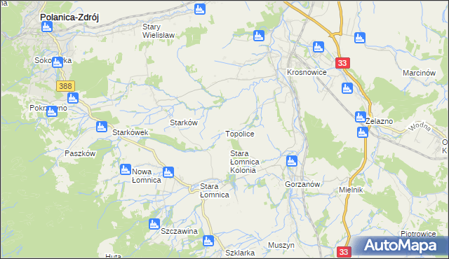 mapa Topolice gmina Bystrzyca Kłodzka, Topolice gmina Bystrzyca Kłodzka na mapie Targeo