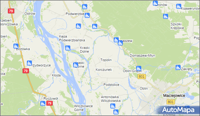 mapa Topolin gmina Maciejowice, Topolin gmina Maciejowice na mapie Targeo