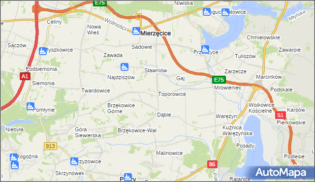 mapa Toporowice, Toporowice na mapie Targeo