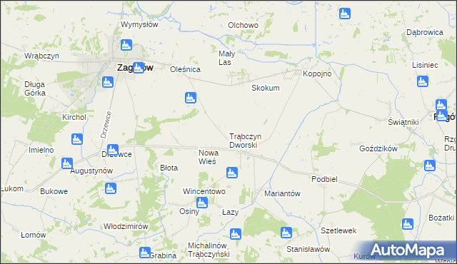 mapa Trąbczyn Dworski, Trąbczyn Dworski na mapie Targeo