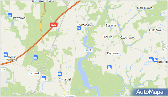 mapa Trąbki gmina Płoskinia, Trąbki gmina Płoskinia na mapie Targeo