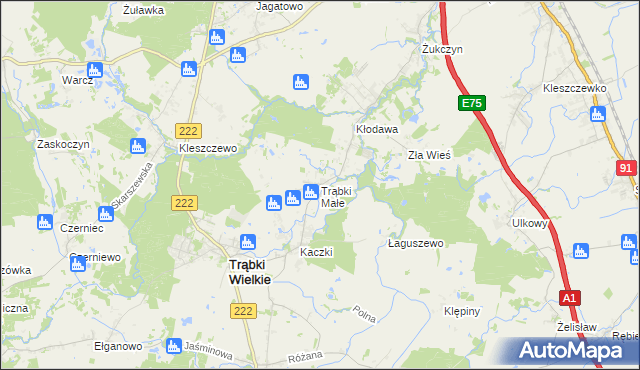 mapa Trąbki Małe gmina Trąbki Wielkie, Trąbki Małe gmina Trąbki Wielkie na mapie Targeo