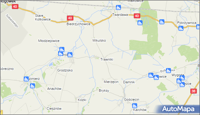 mapa Trawniki gmina Pawłowiczki, Trawniki gmina Pawłowiczki na mapie Targeo
