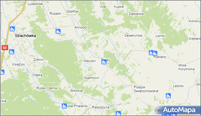mapa Trawy, Trawy na mapie Targeo
