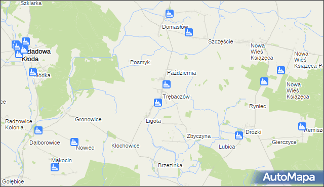 mapa Trębaczów gmina Perzów, Trębaczów gmina Perzów na mapie Targeo