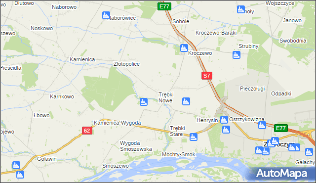mapa Trębki Nowe, Trębki Nowe na mapie Targeo