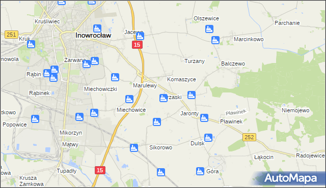 mapa Trzaski gmina Inowrocław, Trzaski gmina Inowrocław na mapie Targeo