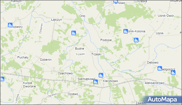 mapa Trzaski gmina Troszyn, Trzaski gmina Troszyn na mapie Targeo