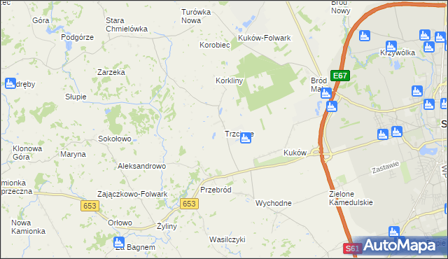 mapa Trzciane, Trzciane na mapie Targeo