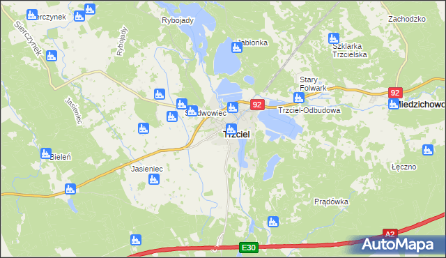 mapa Trzciel powiat międzyrzecki, Trzciel powiat międzyrzecki na mapie Targeo