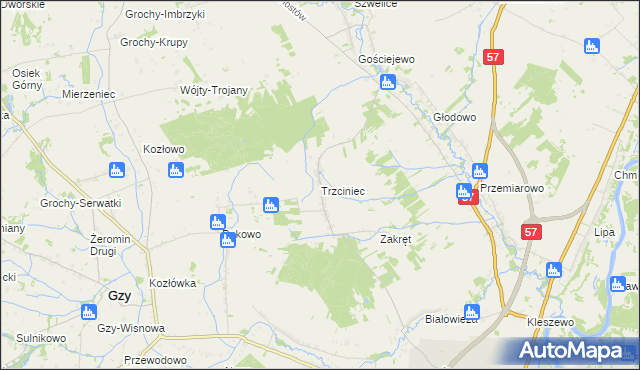 mapa Trzciniec gmina Pułtusk, Trzciniec gmina Pułtusk na mapie Targeo