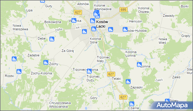 mapa Trzciniec Mały, Trzciniec Mały na mapie Targeo