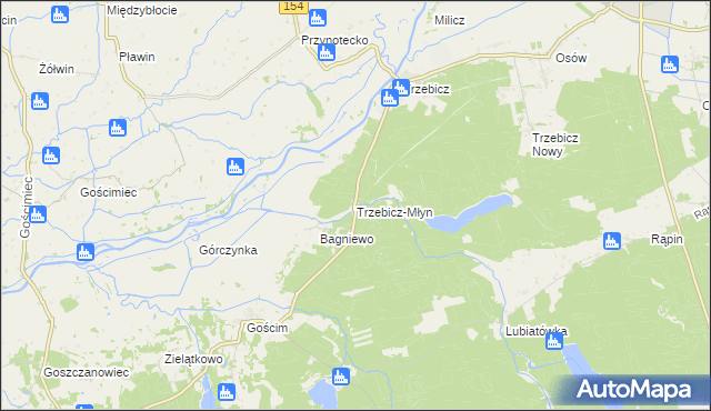 mapa Trzebicz-Młyn, Trzebicz-Młyn na mapie Targeo