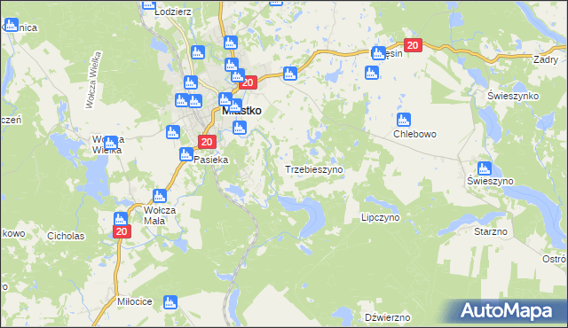 mapa Trzebieszyno, Trzebieszyno na mapie Targeo