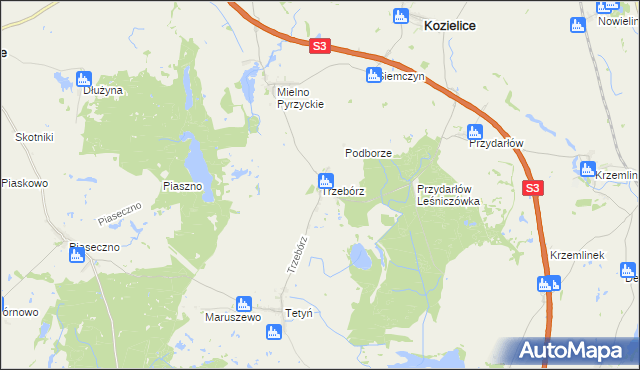 mapa Trzebórz, Trzebórz na mapie Targeo