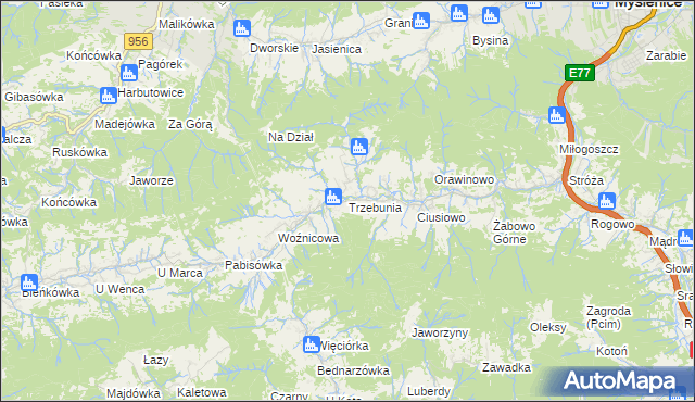 mapa Trzebunia, Trzebunia na mapie Targeo