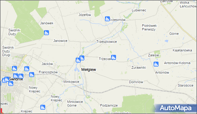 mapa Trzeciaków, Trzeciaków na mapie Targeo