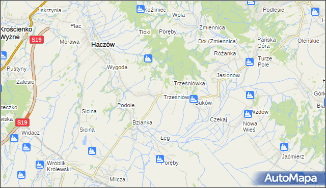 mapa Trześniów gmina Haczów, Trześniów gmina Haczów na mapie Targeo
