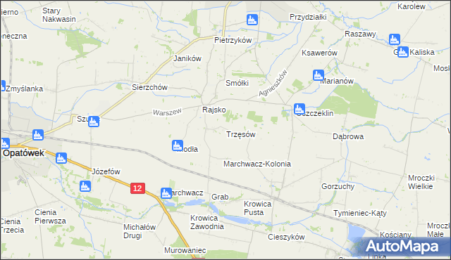 mapa Trzęsów gmina Szczytniki, Trzęsów gmina Szczytniki na mapie Targeo