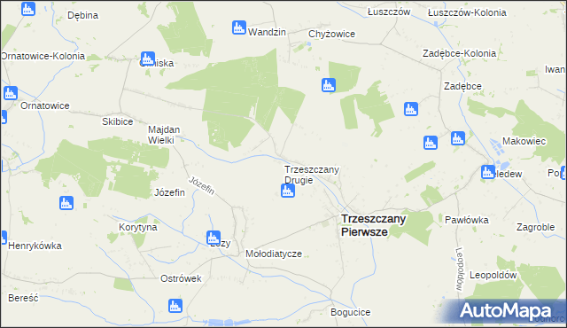mapa Trzeszczany Drugie, Trzeszczany Drugie na mapie Targeo