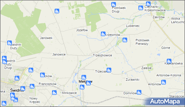 mapa Trzeszkowice, Trzeszkowice na mapie Targeo
