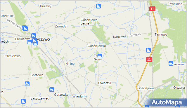 mapa Trzy Góry, Trzy Góry na mapie Targeo