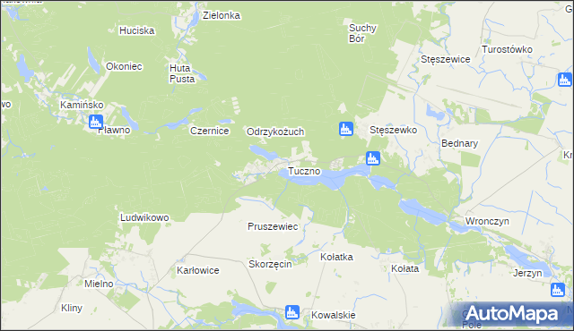 mapa Tuczno gmina Pobiedziska, Tuczno gmina Pobiedziska na mapie Targeo