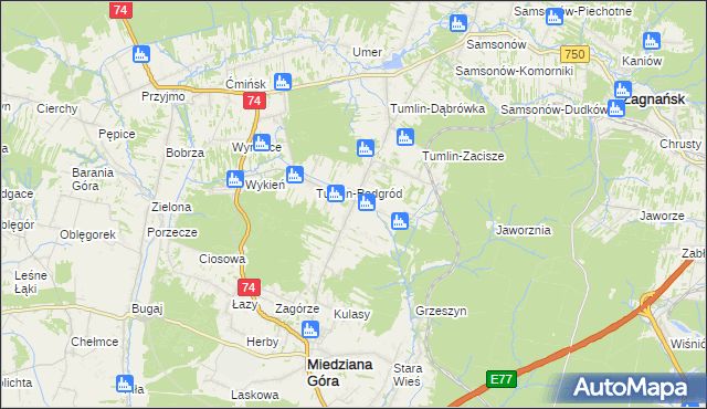mapa Tumlin-Wykień, Tumlin-Wykień na mapie Targeo
