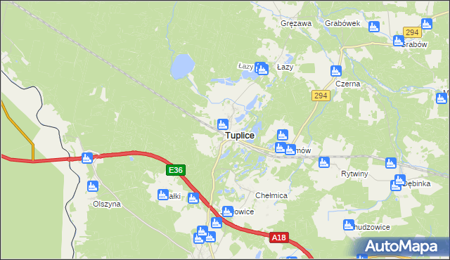 mapa Tuplice, Tuplice na mapie Targeo