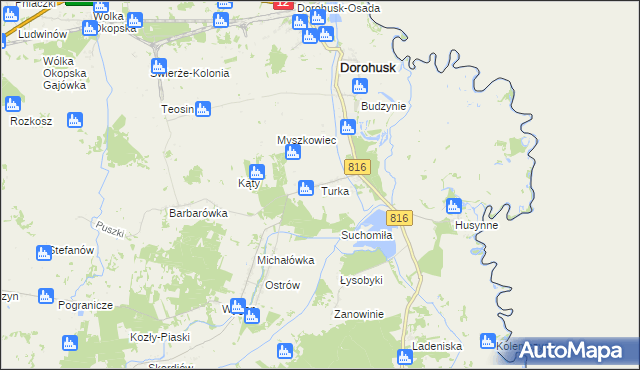 mapa Turka gmina Dorohusk, Turka gmina Dorohusk na mapie Targeo