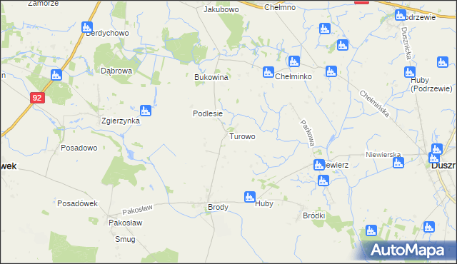 mapa Turowo gmina Pniewy, Turowo gmina Pniewy na mapie Targeo