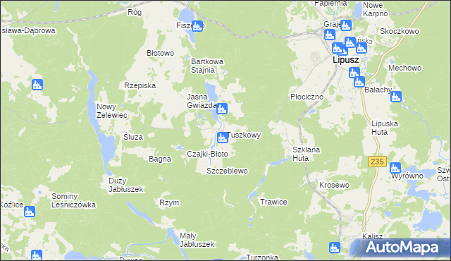 mapa Tuszkowy, Tuszkowy na mapie Targeo