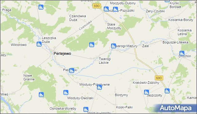 mapa Twarogi Lackie, Twarogi Lackie na mapie Targeo