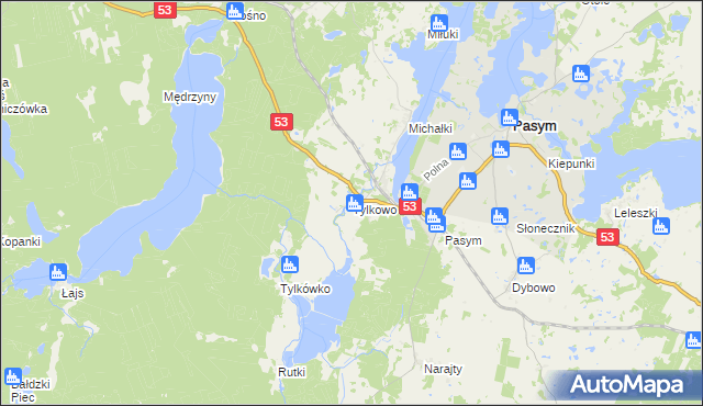 mapa Tylkowo, Tylkowo na mapie Targeo