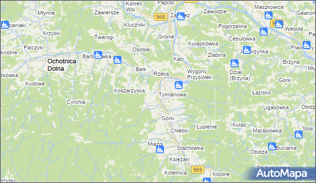 mapa Tylmanowa, Tylmanowa na mapie Targeo