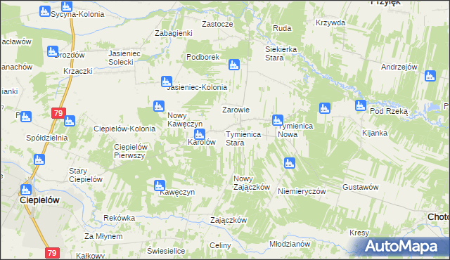 mapa Tymienica Stara, Tymienica Stara na mapie Targeo