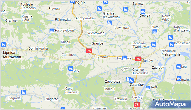 mapa Tymowa gmina Czchów, Tymowa gmina Czchów na mapie Targeo