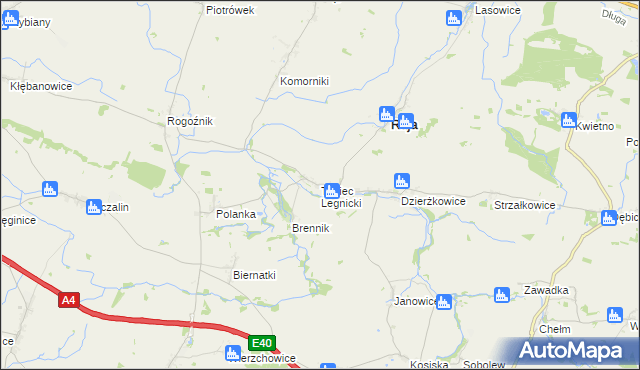 mapa Tyniec Legnicki, Tyniec Legnicki na mapie Targeo