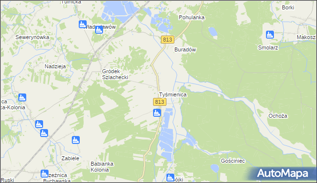 mapa Tyśmienica, Tyśmienica na mapie Targeo