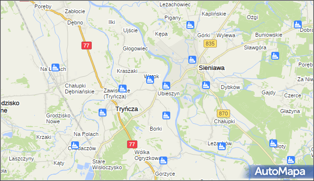 mapa Ubieszyn, Ubieszyn na mapie Targeo