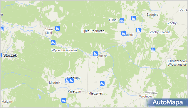 mapa Ugoszcz gmina Miedzna, Ugoszcz gmina Miedzna na mapie Targeo