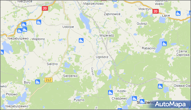 mapa Ugoszcz gmina Studzienice, Ugoszcz gmina Studzienice na mapie Targeo