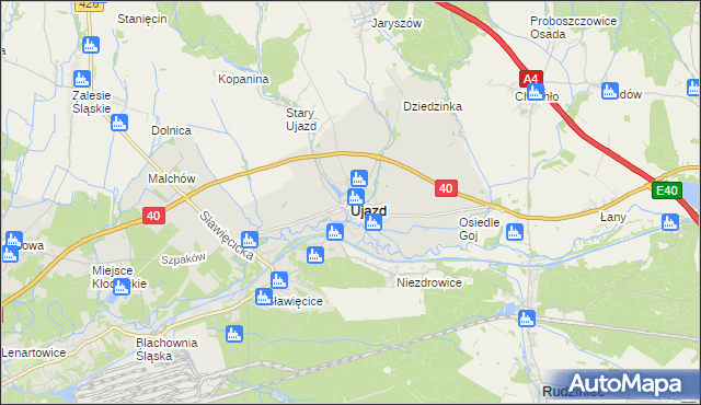mapa Ujazd powiat strzelecki, Ujazd powiat strzelecki na mapie Targeo