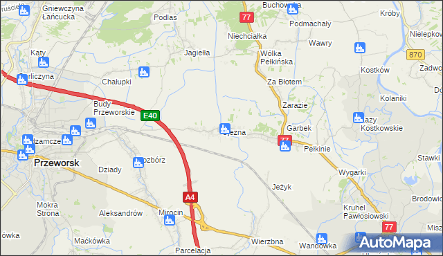 mapa Ujezna, Ujezna na mapie Targeo