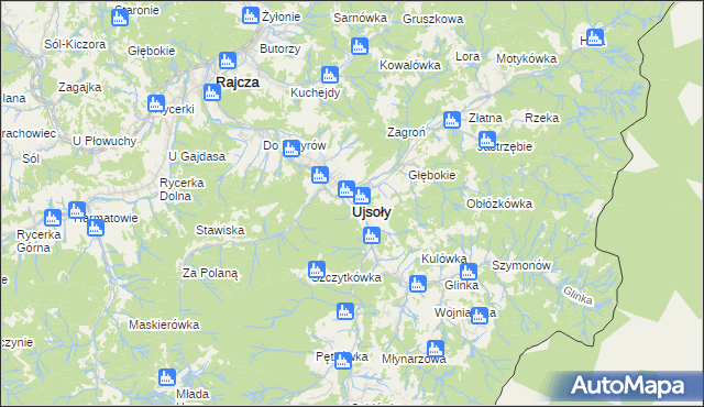 mapa Ujsoły, Ujsoły na mapie Targeo