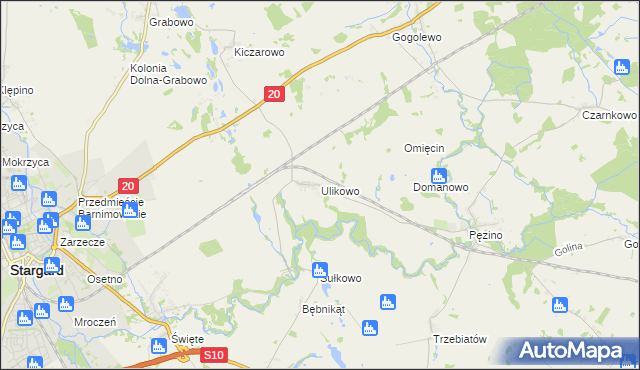mapa Ulikowo, Ulikowo na mapie Targeo