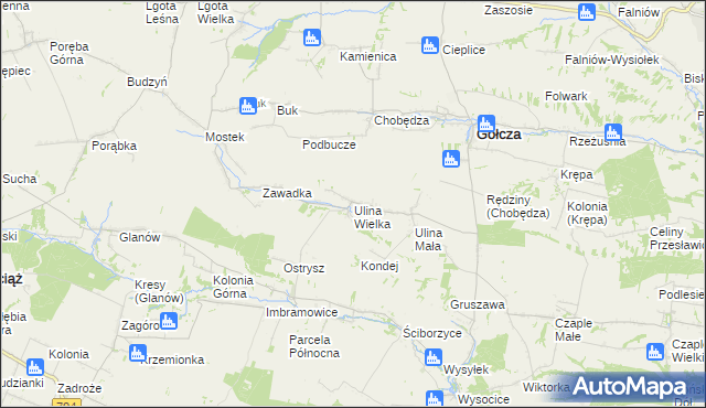 mapa Ulina Wielka, Ulina Wielka na mapie Targeo